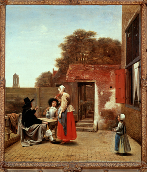 A Dutch courtyard (painting on canvas)