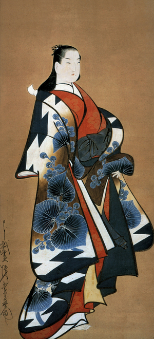 Japanese courtesan, c. 1705-1715 (ink on silk)