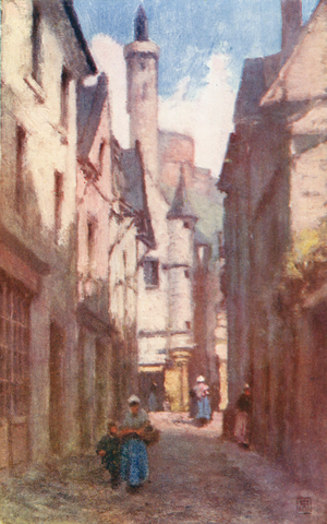 Rue du Grand Carroi, Chinon (colour litho)