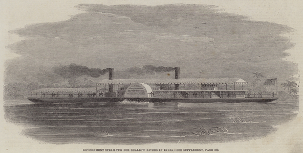 Government Steam-Tug for Shallow Rivers in India (engraving)
