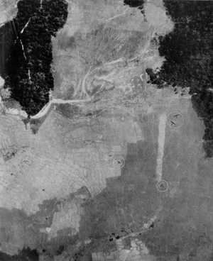 Aerial Photo of Plane Over Burma, 1942 (b/w photo)