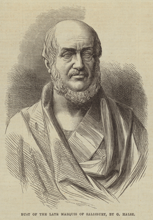 Bust of the late Marquis of Salisbury, by G Halse (engraving)
