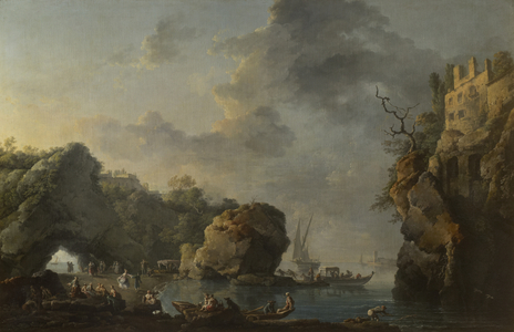 Coastal Scene with Fisherman and Ladies and Gentlemen assembling for Lunch