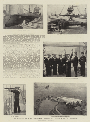 The Sinking of HMS "Victoria", Scenes on Board HMS "Camperdown" (b/w photo)