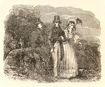 Buckingham walks with Julia (engraving)