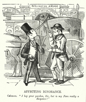 Punch cartoon: Affecting Ignorance: London cab driver (engraving)