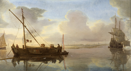River Scene with Boats, 1668 (oil on canvas)