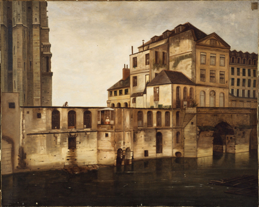 The old Hôtel-Dieu and the dagnards, 1866 (oil on canvas)