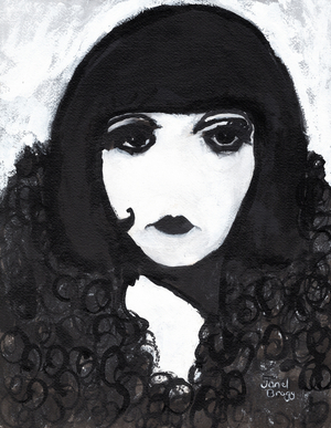 Siren in a Faux Fur Coat, c.2020 (sumi ink and gesso on paper)