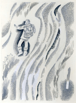 Illustration from 'Two in the Saddle' by Stanislav Romanovsky, 1981 (gouache on paper)