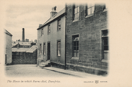 House in which Scottish poet Robert Burns died, Dumfries, Scotland (b/w photo)