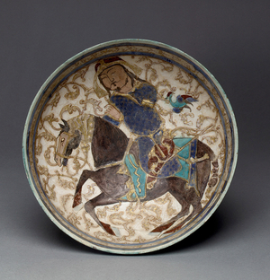 Bowl with Prince on Horseback from Iran (decorated stonepaste)