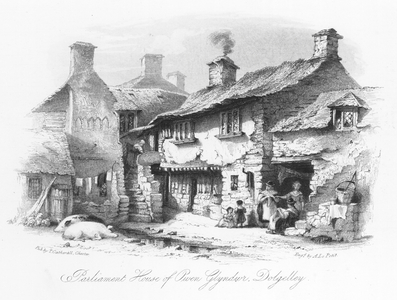 Parliament House of Owen Glyndwr, Dolgelley (engraving)