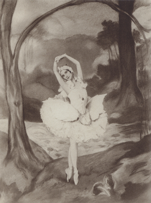 Pavlova in The Dying Swan (litho)