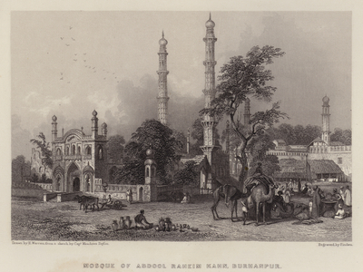 Mosque of Abdool Raheim Kahn, Burhanpur (colour litho)