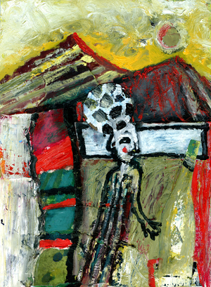 Football in the Mountains, 2015 (mixed media on gesso board)