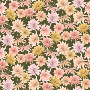Mojave Desert Blooms pattern, 2021 (graphite pencil & digital)