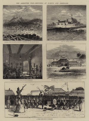 The Ashantee War, Sketches at Elmina and Coomassie (engraving)