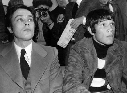 Alain Delon and Carlos Monzon at Orly Airport, Paris, February 4, 1974 (photo)
