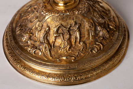 Metalsmithing. Chalice. Gift of canon A. Le Vaillant de la Bassarderie, dean of the cathedral chapter 1726 to 1758. 18th century. Detail bottom.