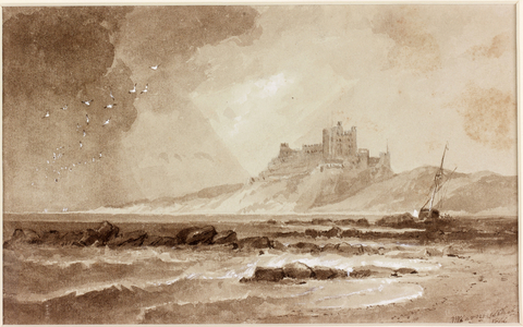 Bamburgh Castle from the North (ink on paper)