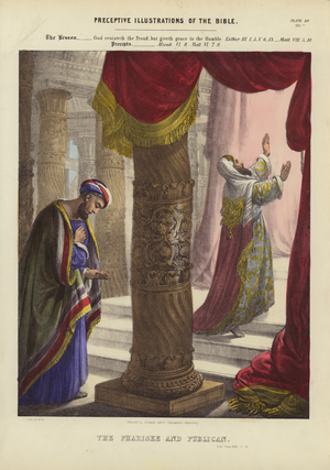The Pharisee and Publican (coloured engraving)