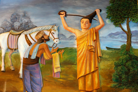 Life of Buddha, Ba Vang buddhist temple, Uong Bi. Vietnam. (painted low relief)