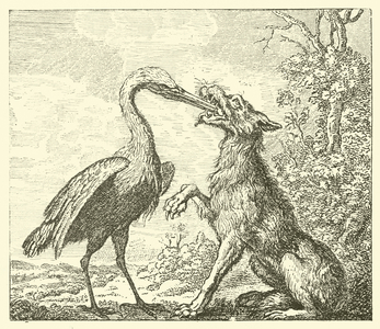The wolf and the crane (engraving)