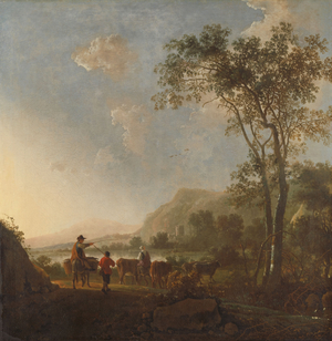 Landscape with Herdsmen and Cattle, 1660-1795 (oil on canvas)