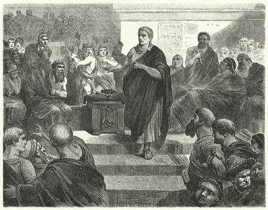 Sulla resigns as Dictator of Rome, 81 BC (engraving)