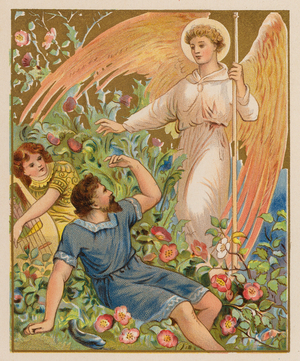 Apparition of an angel (chromolitho)