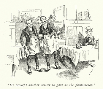 'He brought another waiter to gaze at the phenomenon' (litho)