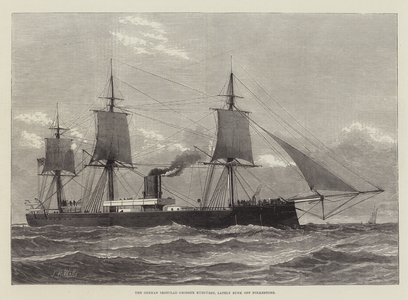 The German Ironclad Grosser Kurfurst, lately sunk off Folkestone (engraving)