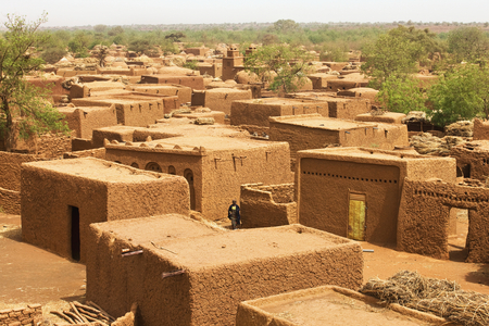 Niger, Central Niger, Tahoa, from rooftop of its World famous Friday Mosque, Yaama Village, Aerial view of Yaama Village (photo)