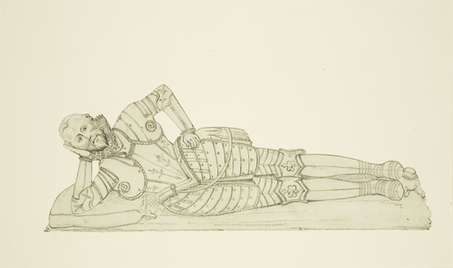 Monumental effigy of George Upton in St Mark's (pencil & watercolour on paper)