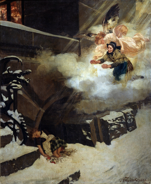 The Little Match Girl (oil on canvas)