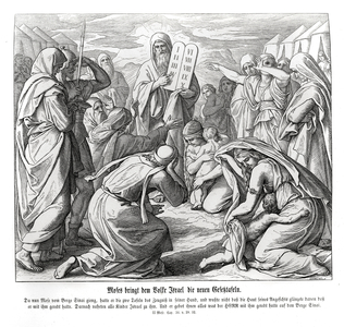 Moses delivers the commandments, Exodus