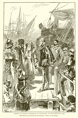 Landing of Richard Chancellor at Holmogory, in the White Sea, 1553 (engraving)