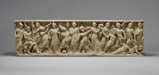 Sarcophagus with the contest between the Muses and the Sirens, late 3rd century (marble)