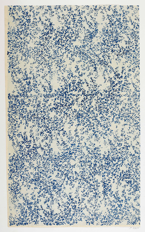 Blue on white, illustration from 'The Olga Hirsch collection of decorated papers' (colour woodblock print)