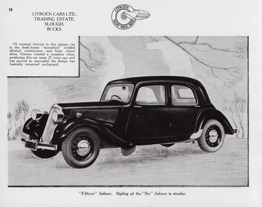 British Cars of 1949: Citroen, Front Wheel Drive (b/w photo)