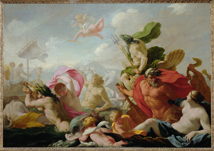 The sea-gods honour Amor, god of love (painting on canvas)