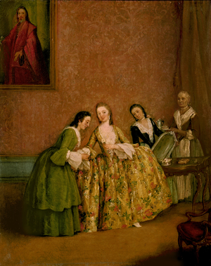 Lady Dressing, or Lady at her Toilet (oil on canvas)