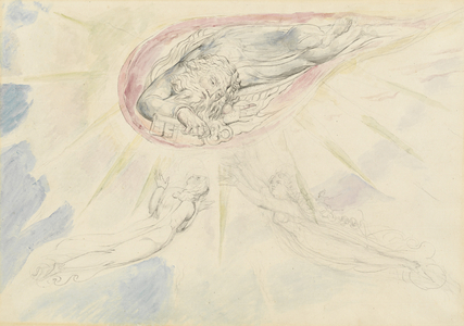 St Peter appears to Beatrice and Dante, illustration to the 'Divine Comedy' by Dante Alighieri, 1824-27 (pen & ink with watercolour over pencil and chalk on paper)