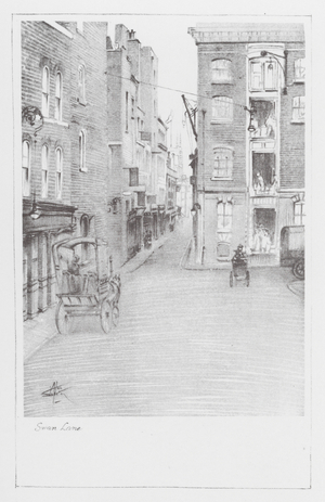 London Lanes: Swan Lane (litho)