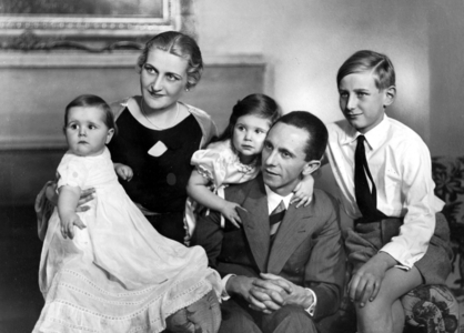 Dr. Josef Goebbels with family, 1935 (b/w photo)