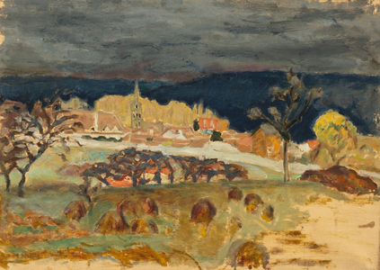 Village, stormy sky (sketch), 1907(oil on canvas)