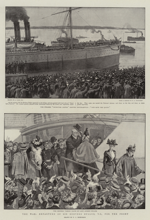 The War, Departure of Sir Redvers Bullers, VC, for the Front (litho)