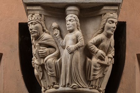 The capital of King David or of dance and music, by Campionese Masters, XII - XIII century, East, Wall, Torresani Hall, Ghirlandina Tower, Modena, Italy (photo)
