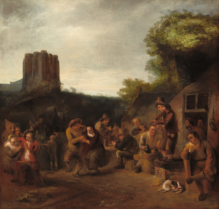 Conviviality Near the Inn, c.1650 (oil on canvas)